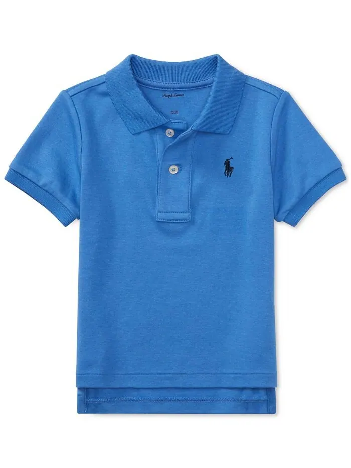 Хлопковая рубашка-поло с короткими рукавами для маленьких мальчиков Polo Ralph Lauren — изображение 1 из 4, синий