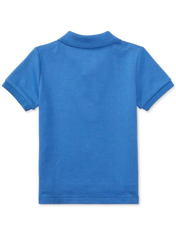 Хлопковая рубашка-поло с короткими рукавами для маленьких мальчиков Polo Ralph Lauren — изображение 2 из 4, синий