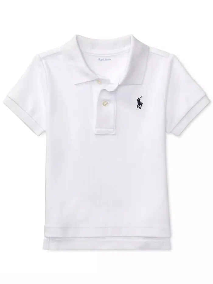Хлопковая рубашка-поло с короткими рукавами для маленьких мальчиков Polo Ralph Lauren — изображение 2 из 6, темно-синий