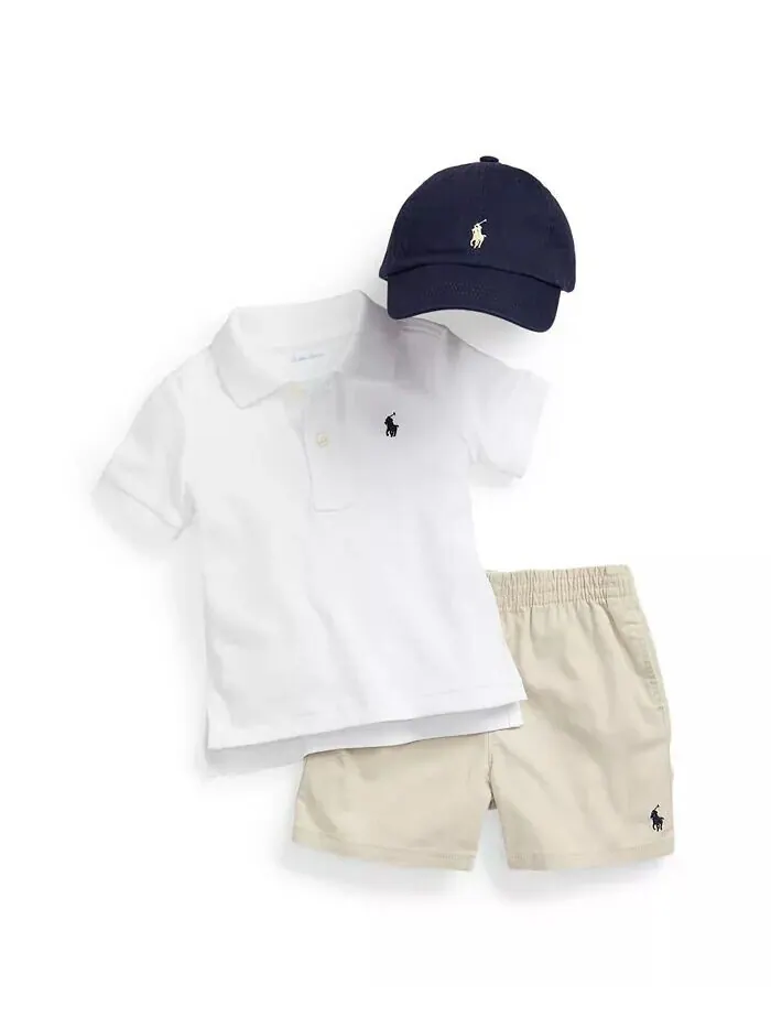 Хлопковая рубашка-поло с короткими рукавами для маленьких мальчиков Polo Ralph Lauren — изображение 4 из 6, темно-синий