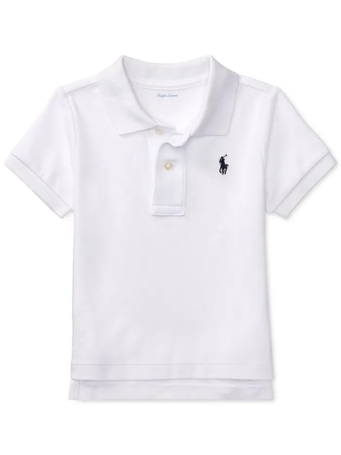 Хлопковая рубашка-поло с короткими рукавами для маленьких мальчиков Polo Ralph Lauren — изображение 2 из 6, белый