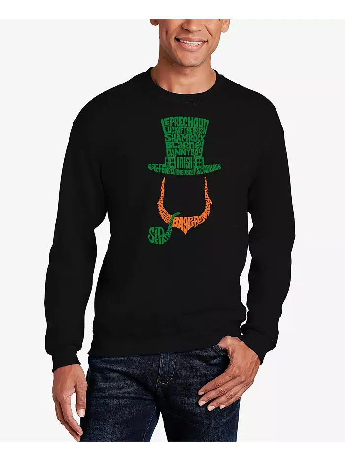 Мужской свитшот с принтом Leprechaun Word Art LA Pop Art — изображение 1 из 3, черный