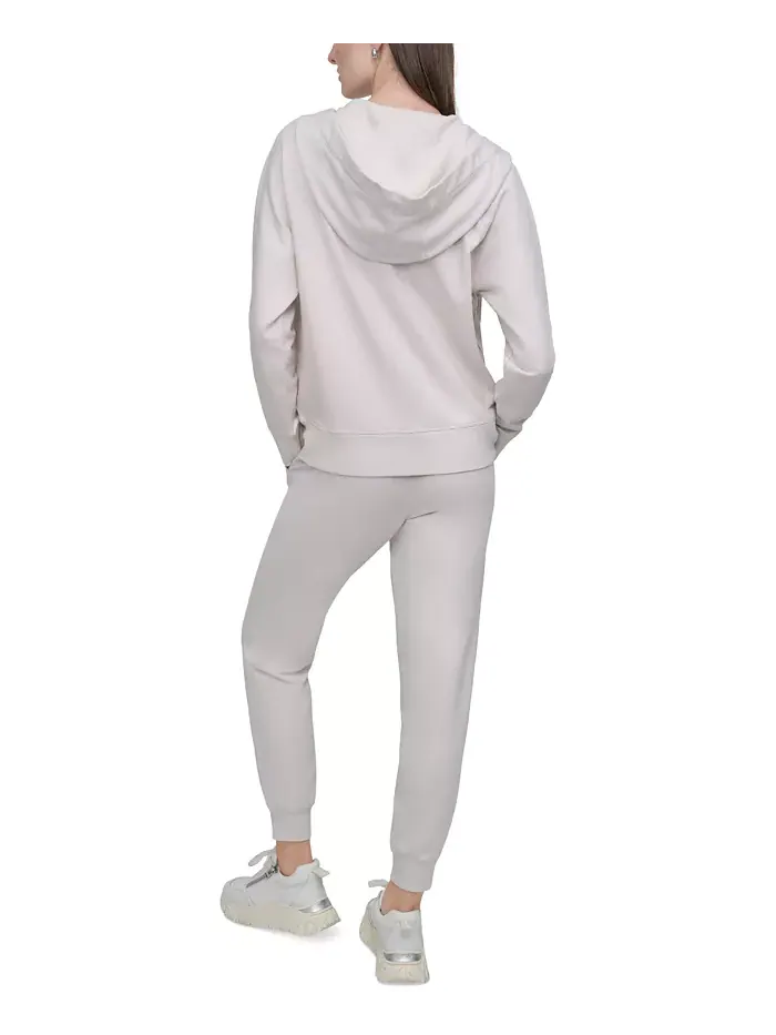 Спортивная женская худи с молнией спереди и длинными рукавами в двухцветном исполнении DKNY — изображение 2 из 5, бежевый