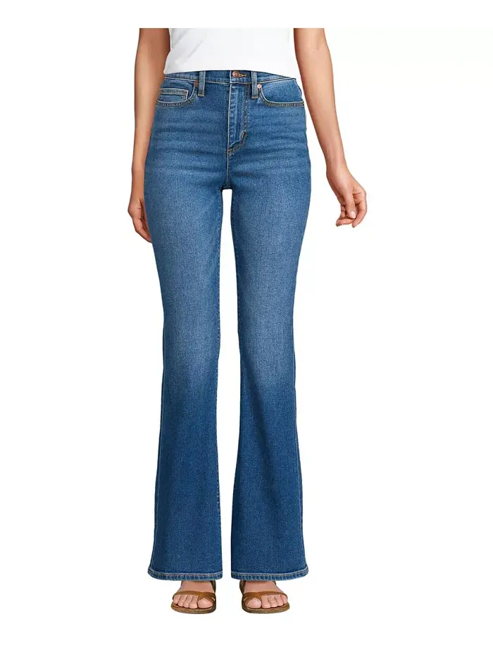Женские джинсы Recover Denim с высокой талией и узкими джинсами-клеш Lands' End