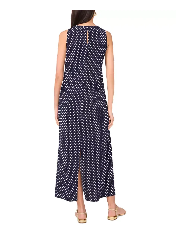 Женское макси-платье с застежкой-ключкой в горошек Vince Camuto — изображение 3 из 3, синий