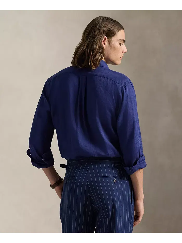 Мужская классическая льняная рубашка Polo Ralph Lauren — изображение 2 из 6, синий