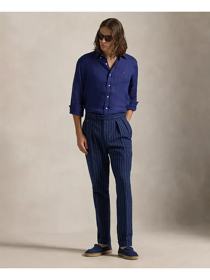 Мужская классическая льняная рубашка Polo Ralph Lauren — изображение 4 из 6, синий