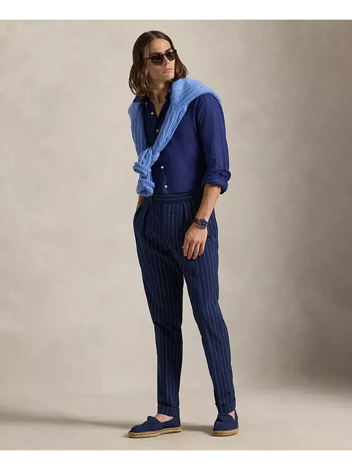 Мужская классическая льняная рубашка Polo Ralph Lauren — изображение 5 из 6, синий
