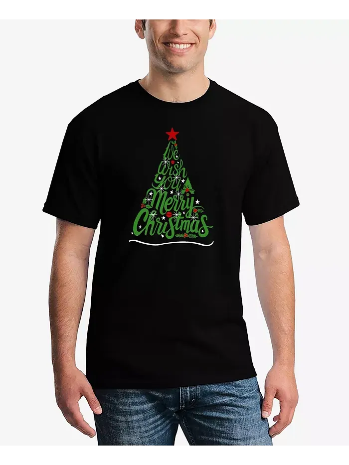 Мужская футболка с принтом "We Wish You A Merry Christmas" LA Pop Art — изображение 1 из 3, черный