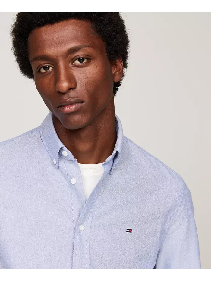 Мужская классическая рубашка Oxford Heritage Tommy Hilfiger — изображение 3 из 4, синий