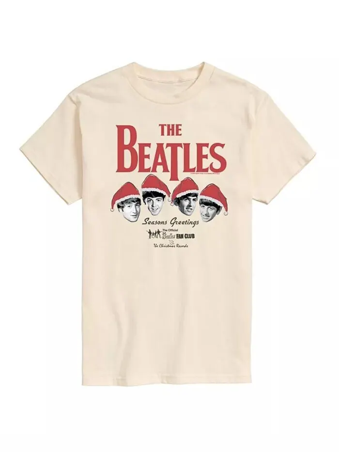 Мужская рождественская футболка с коротким рукавом The Beatles AIRWAVES — изображение 1 из 3, бежевый/хаки