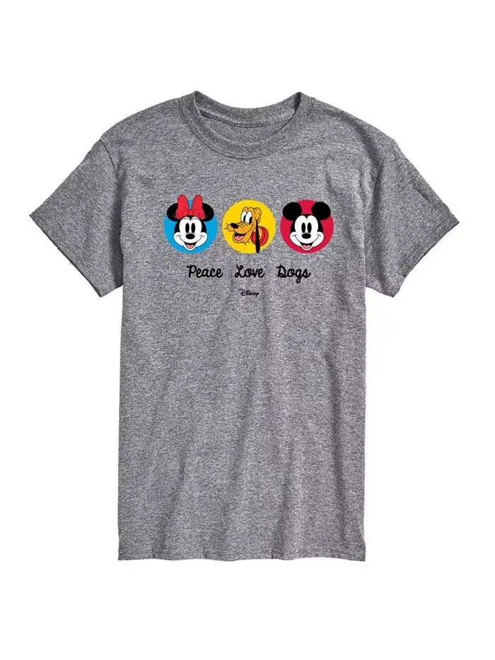 Мужская футболка с коротким рукавом Disney Mickey Peace Love Dogs AIRWAVES — изображение 1 из 3, серый