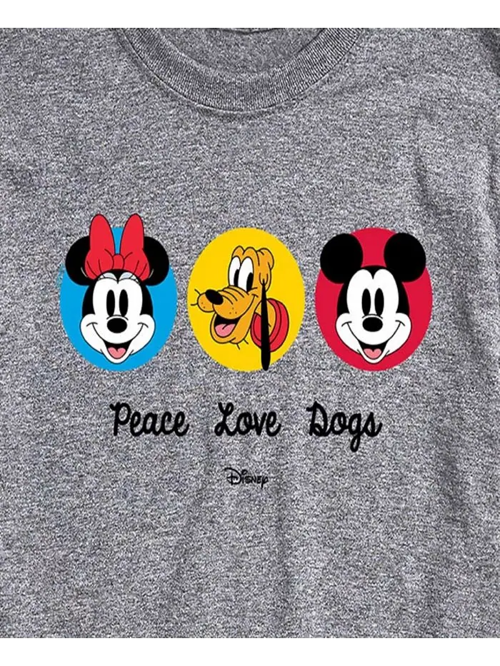 Мужская футболка с коротким рукавом Disney Mickey Peace Love Dogs AIRWAVES — изображение 2 из 3, серый