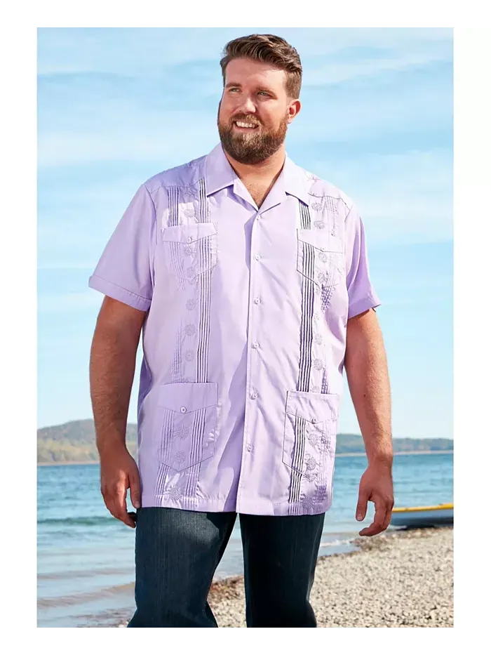 Мужская короткорукавная рубашка Guayabera KingSize — изображение 2 из 3, темно-синий