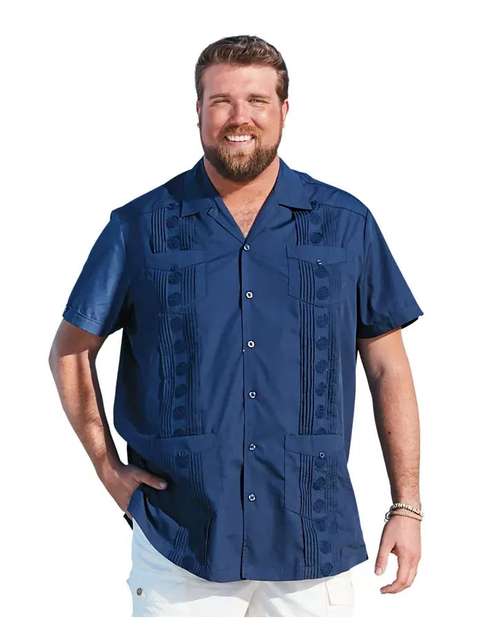Мужская короткорукавная рубашка Guayabera KingSize — изображение 3 из 3, темно-синий