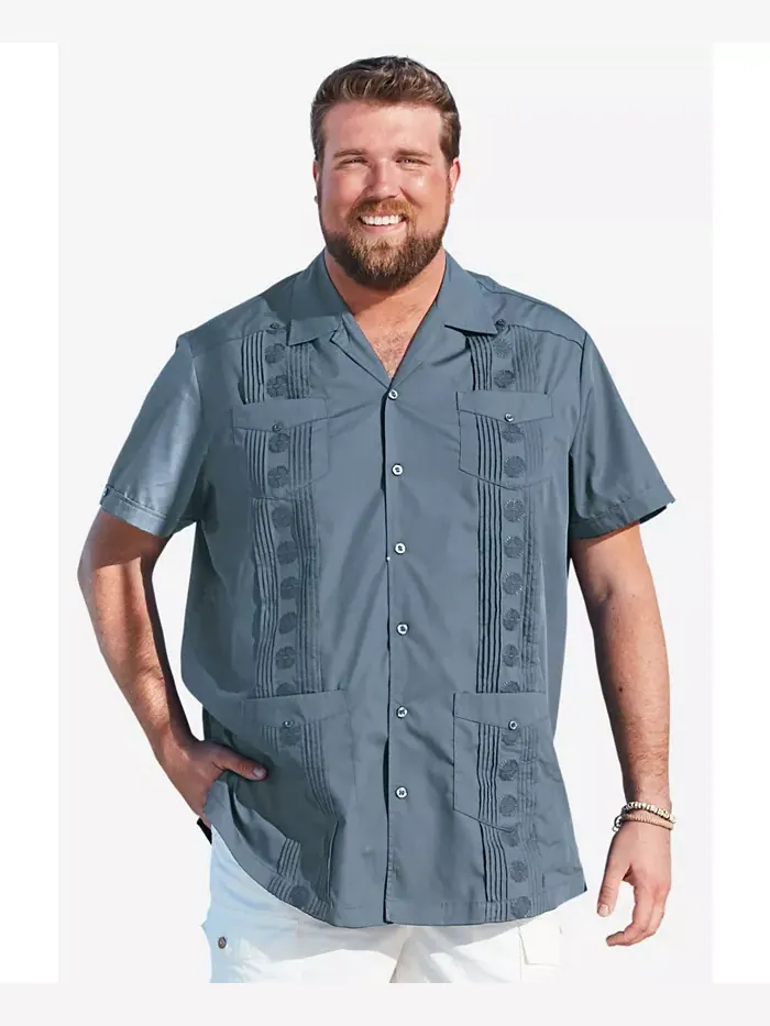 Рубашка Guayabera с короткими рукавами для больших и высоких Kingsize