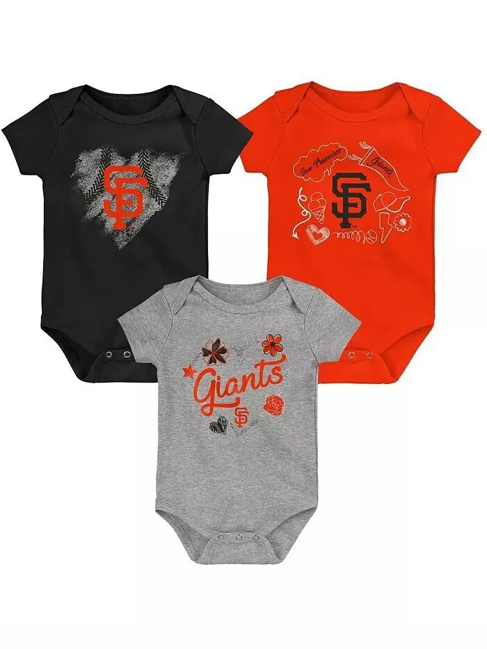 Комплект из 3 боди San Francisco Giants для новорожденных и младенцев — изображение 1 из 1, черный