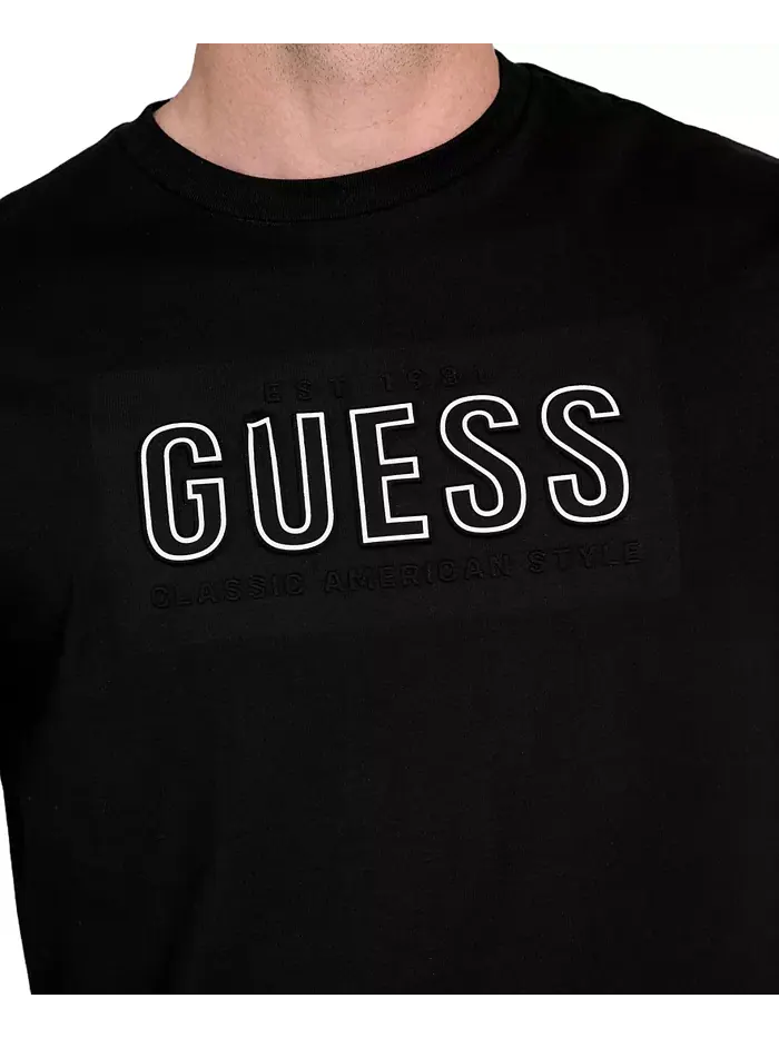 Мужская футболка с тисненым логотипом GUESS — изображение 4 из 4, черный мульти