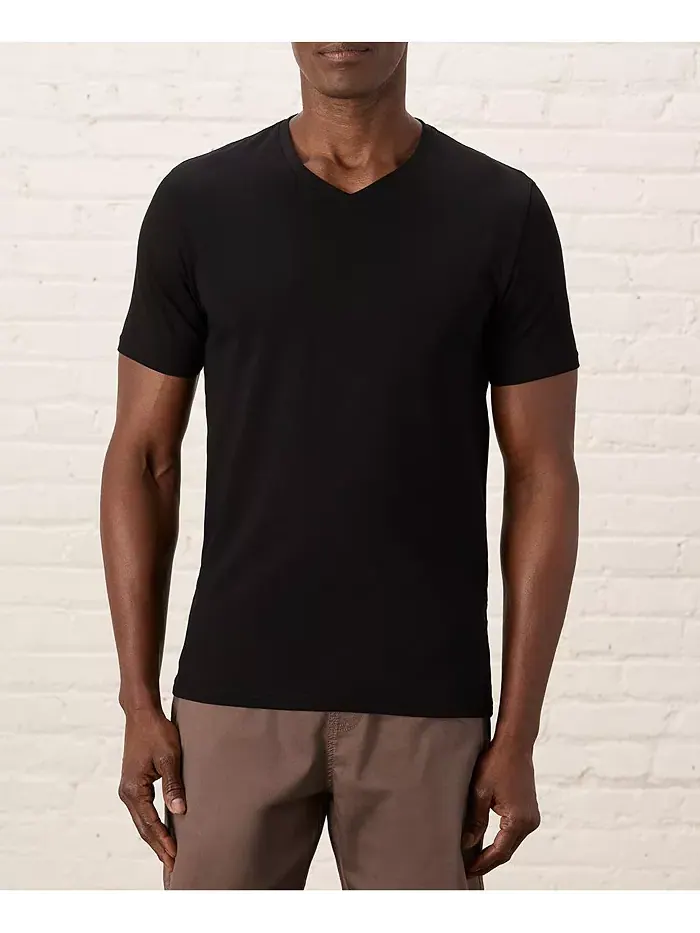 Мужская футболка с V-образным вырезом из органического хлопка Luxe Stretch Jersey Slim Pact — изображение 1 из 2, черный
