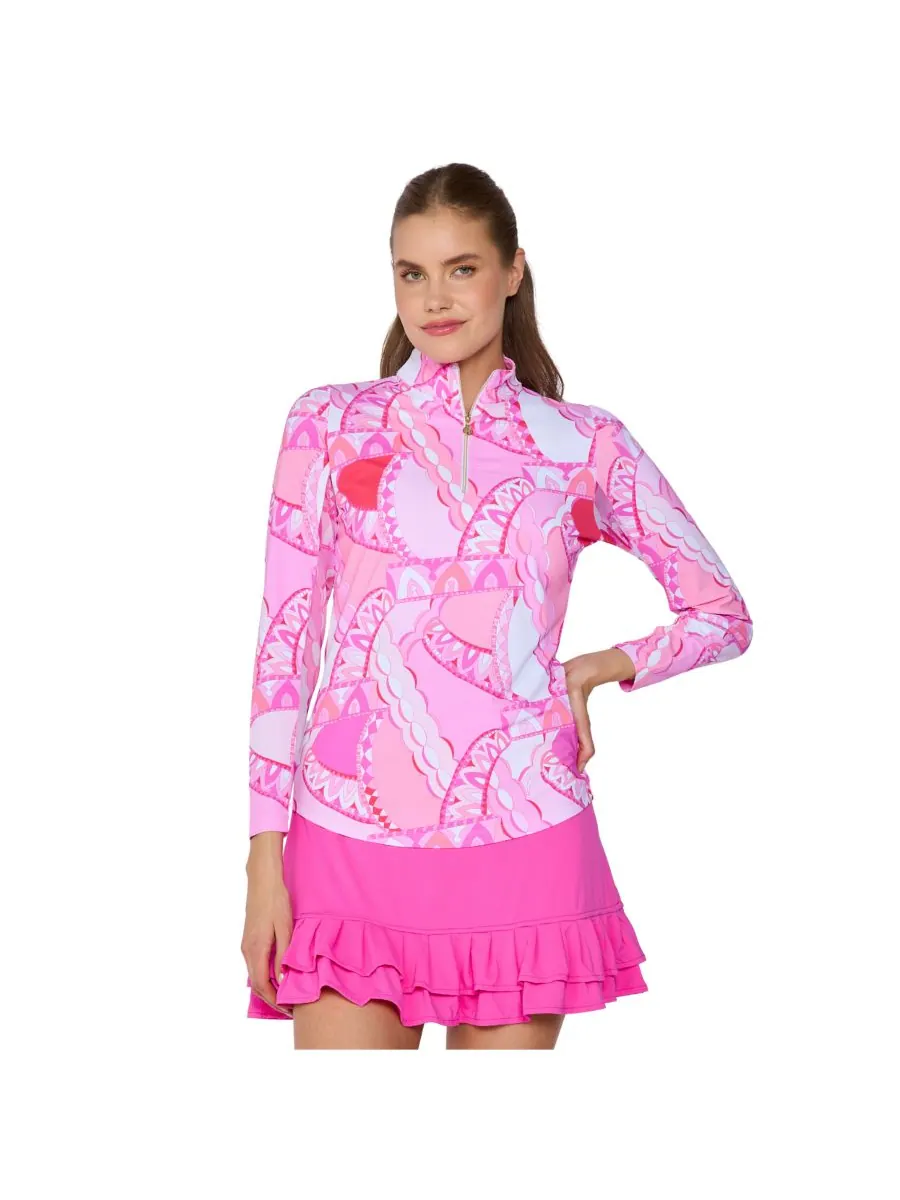 G Lifestyle Женская блузка с длинными рукавами и воротником-стойкой G Lifestyle Clothing