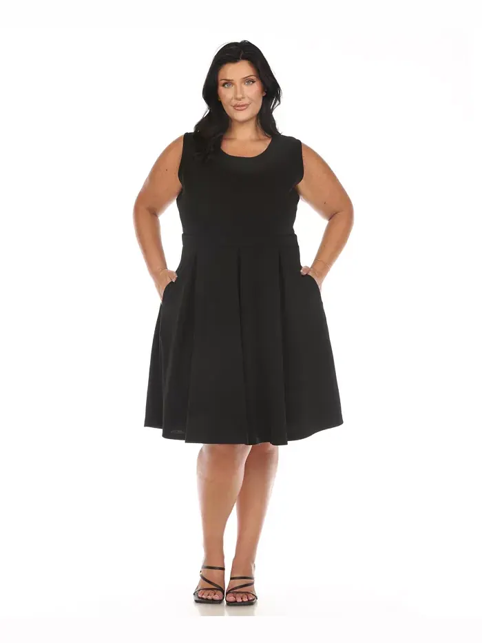 Платье Plus Size Fit and Flare White Mark — изображение 3 из 5, черный