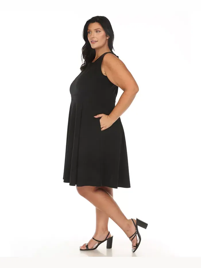 Платье Plus Size Fit and Flare White Mark — изображение 4 из 5, черный