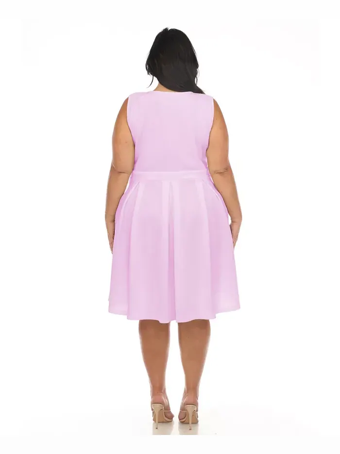 Платье Plus Size Fit and Flare White Mark — изображение 2 из 4, фиолетовый