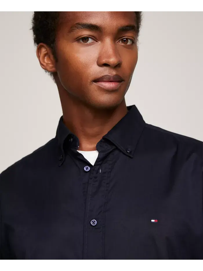 Мужская классическая рубашка из стрейч-поплина на пуговицах Tommy Hilfiger — изображение 3 из 7, голубой