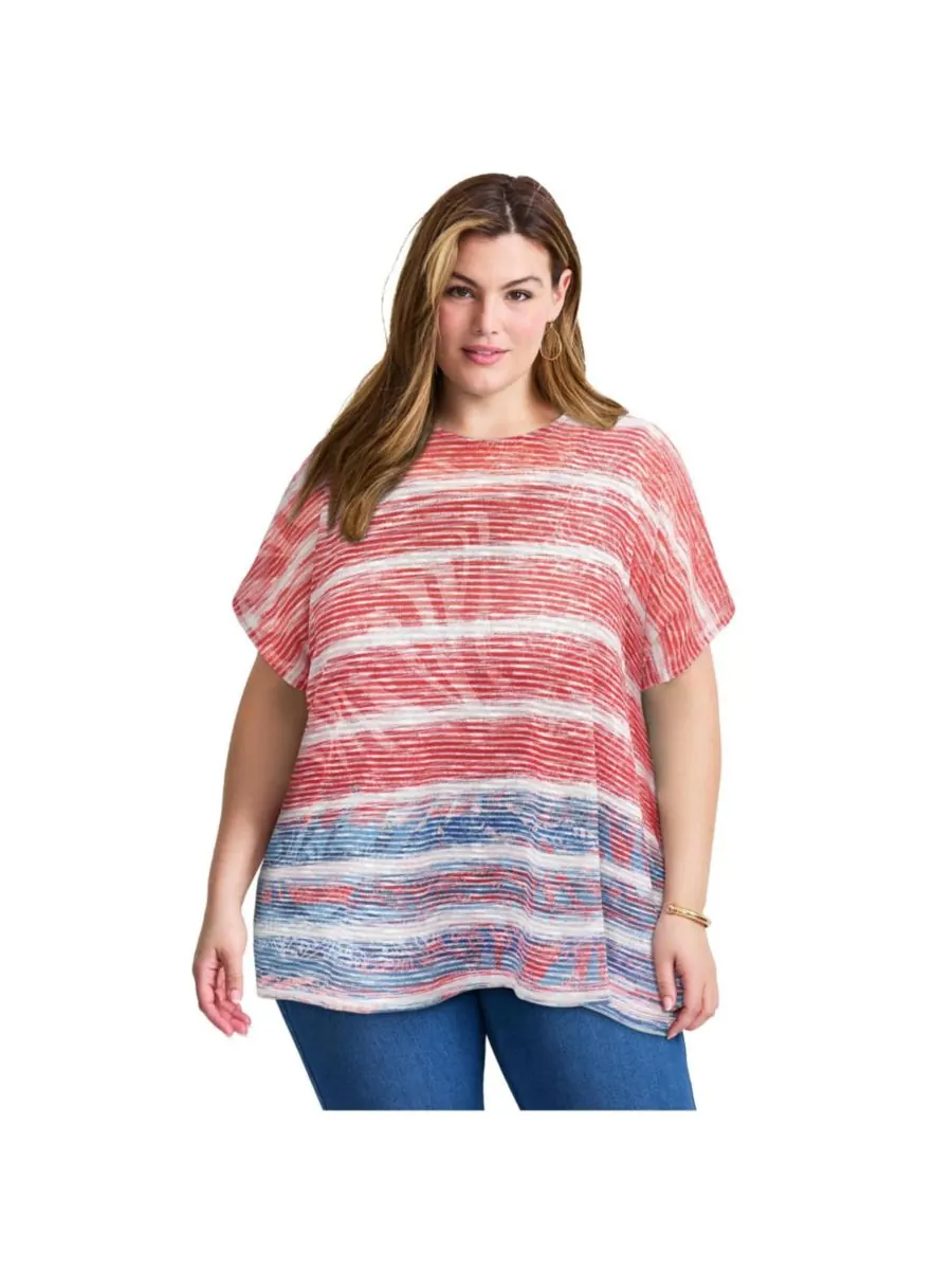 Легкий женский свитер "летучая мышь" AVENUE, Americana stripe border — изображение 1 из 3