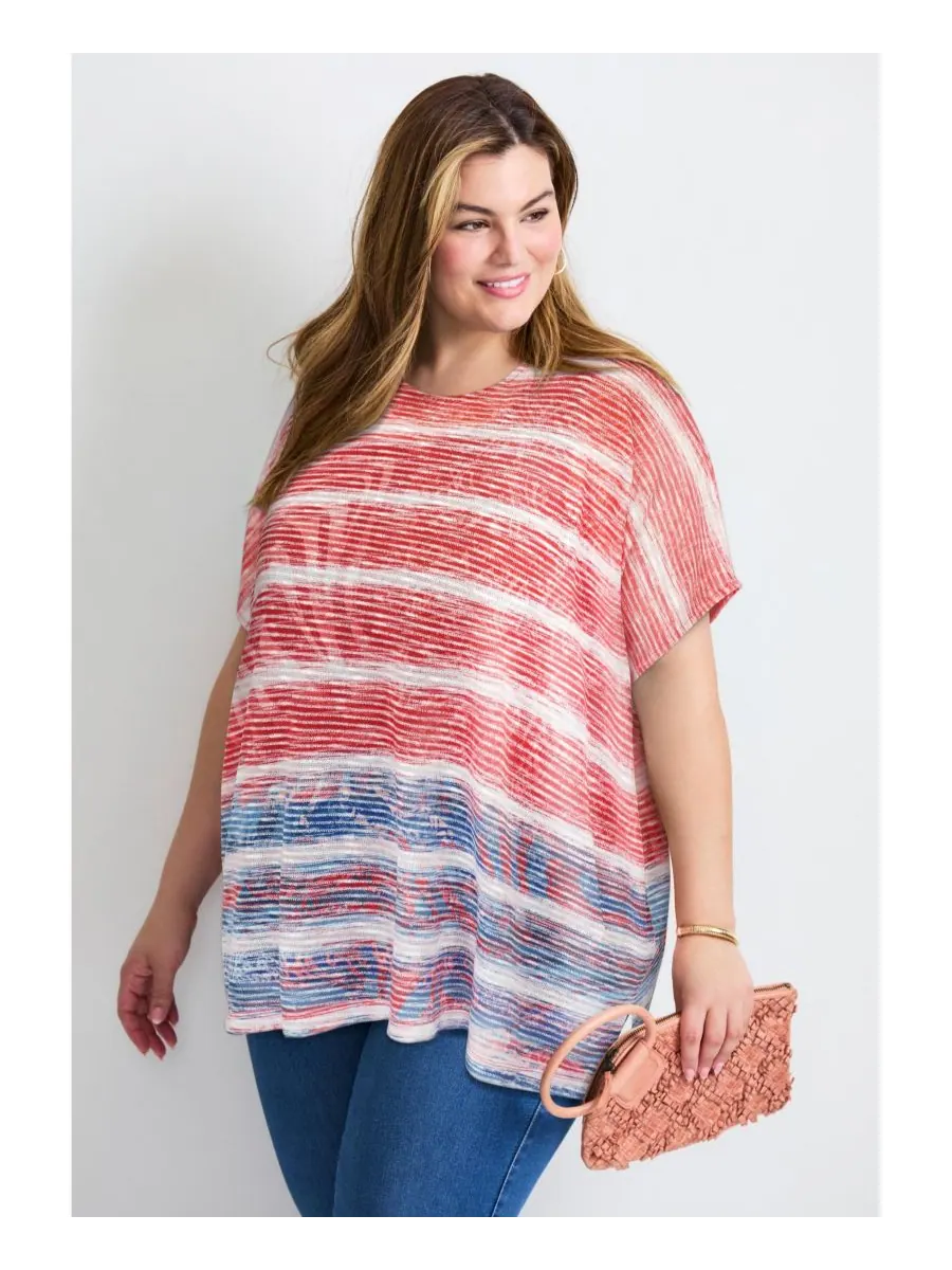 Легкий женский свитер "летучая мышь" AVENUE, Americana stripe border — изображение 3 из 3