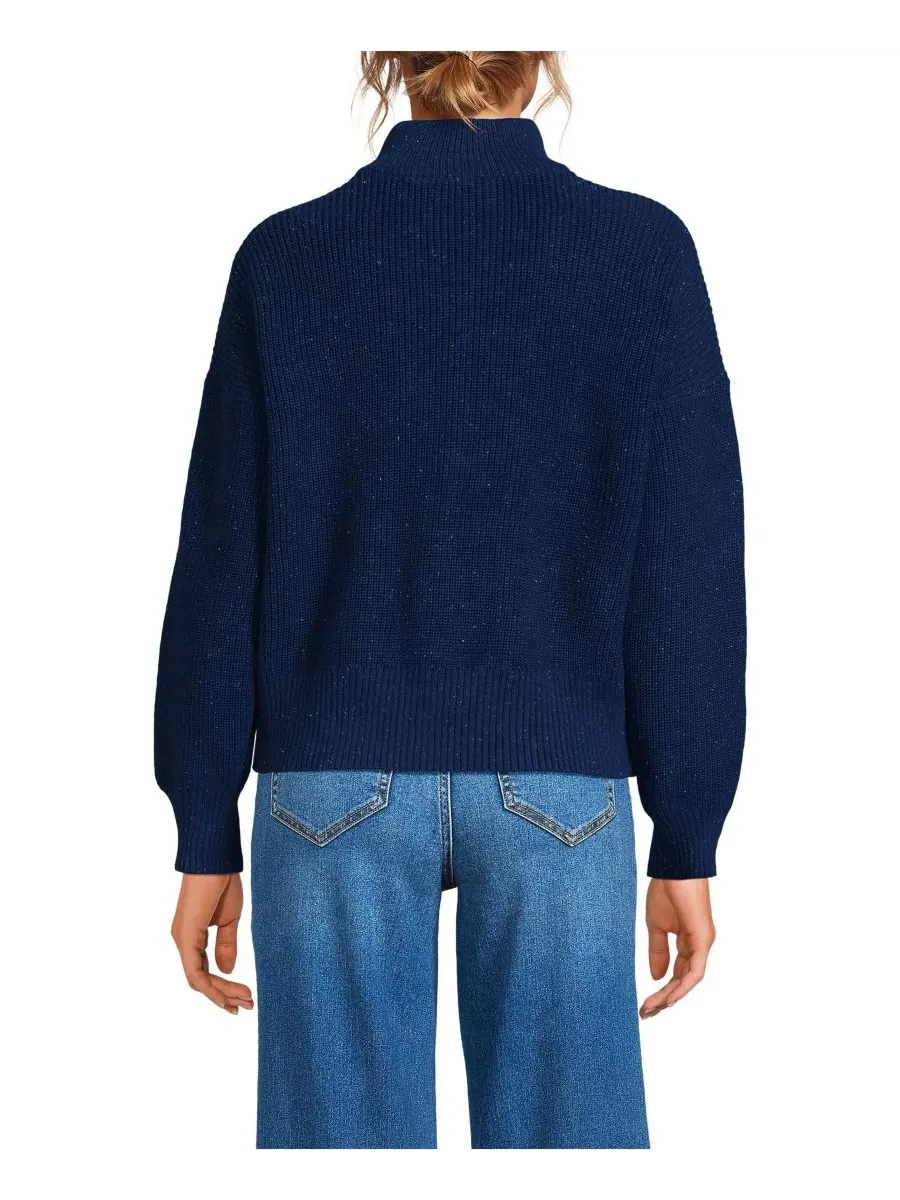 Женский свитер Drifter Shaker Wedge Quarter Zip Lands' End — изображение 2 из 3, темно-синий мульти