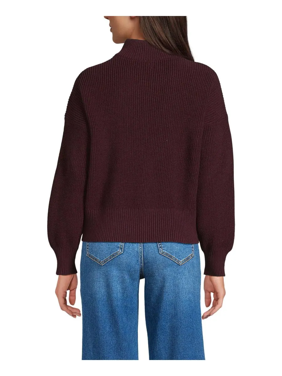 Женский свитер Drifter Shaker Wedge Quarter Zip Lands' End — изображение 3 из 3, винный