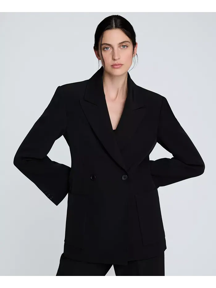 Женский двубортный блейзер из роскошного твила Kenneth Cole — изображение 1 из 7, черный