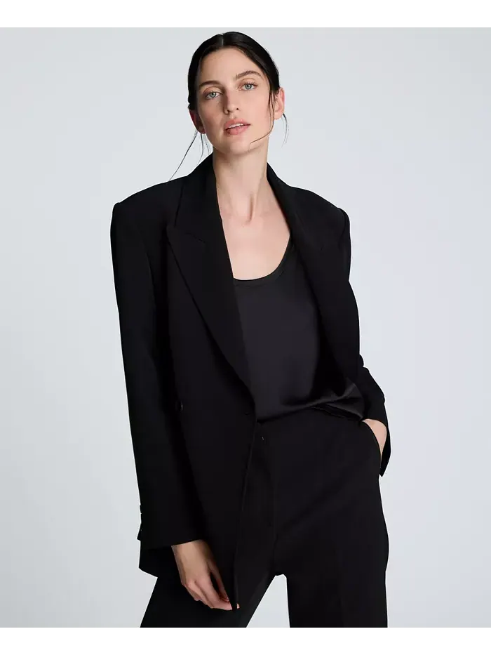 Женский двубортный блейзер из роскошного твила Kenneth Cole — изображение 5 из 7, черный