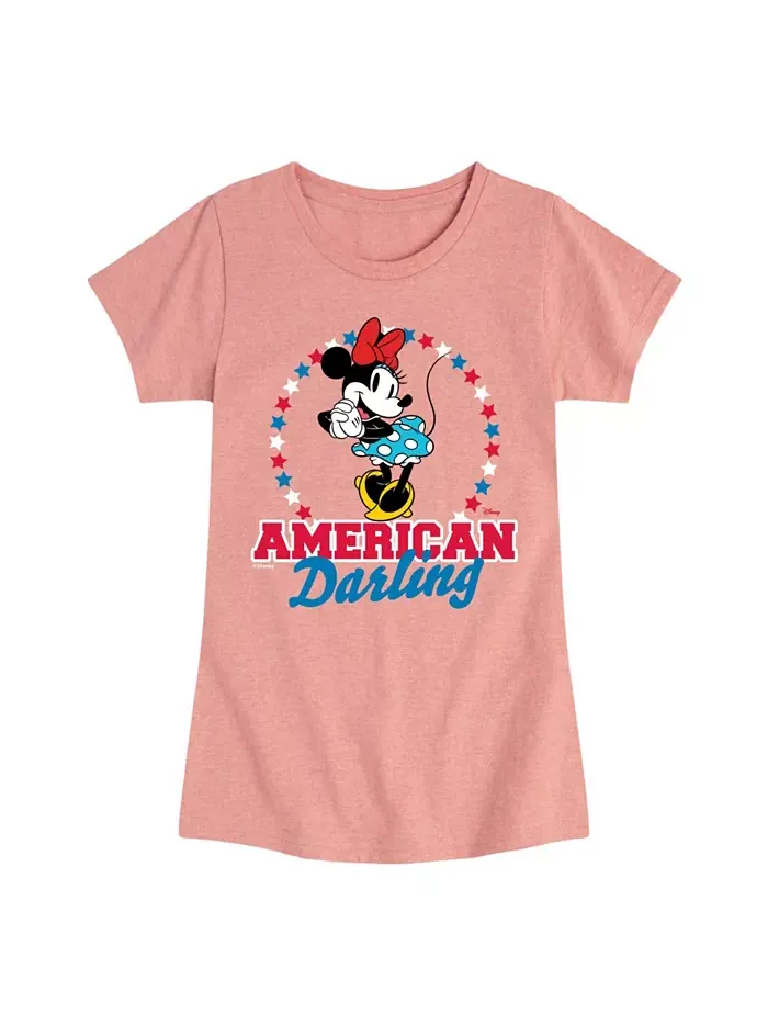 Футболка с принтом Disney Minnie American Darling для девочек постарше Hybrid Apparel — изображение 1 из 3, розовый