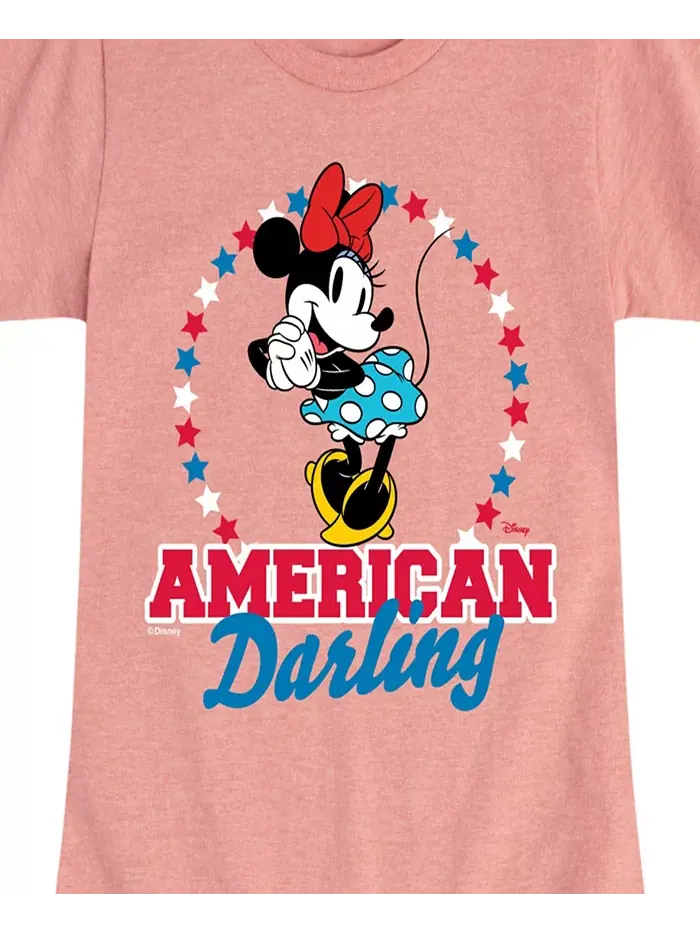 Футболка с принтом Disney Minnie American Darling для девочек постарше Hybrid Apparel — изображение 3 из 3, розовый