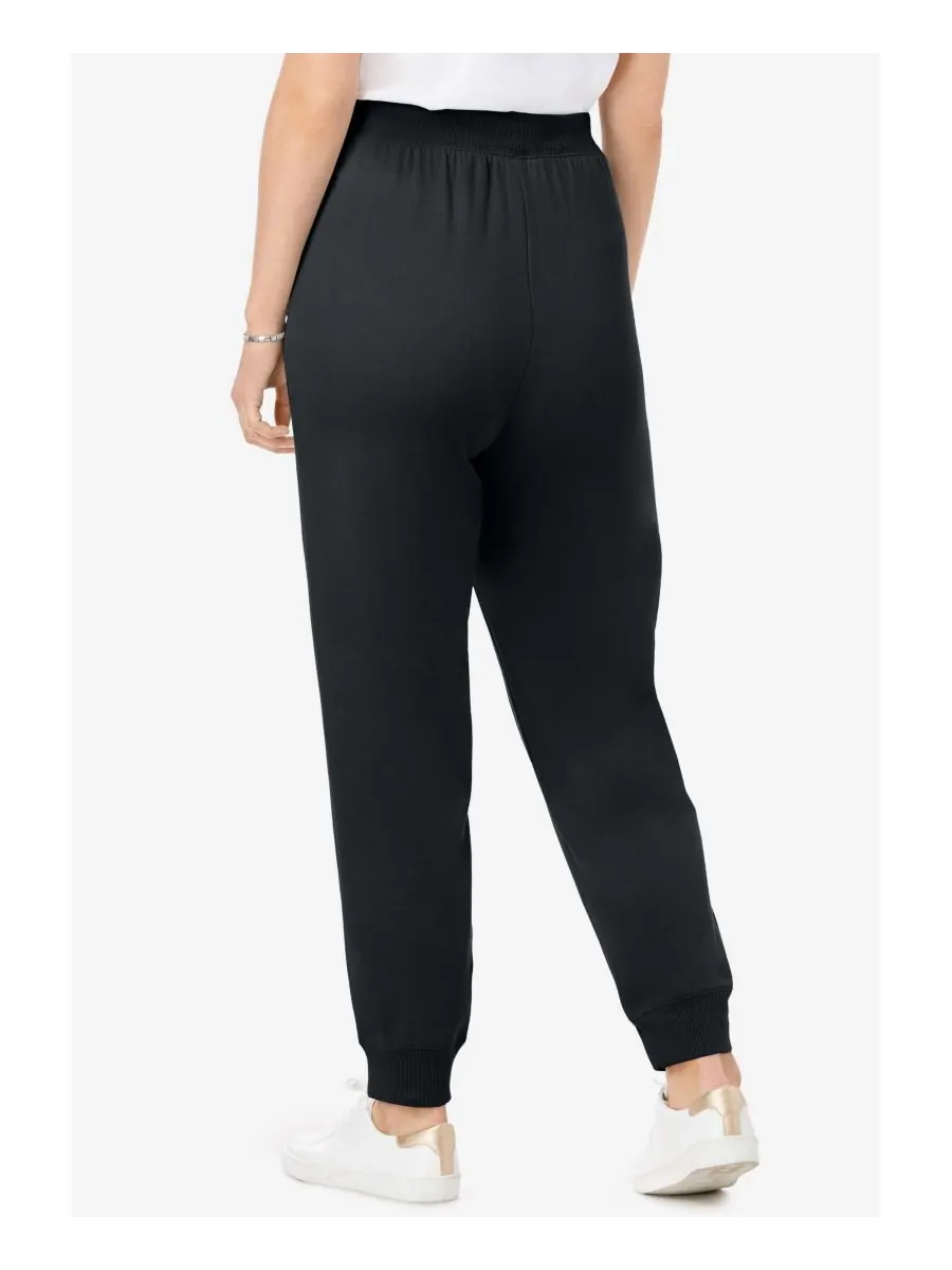 Женские спортивные брюки Within Better-Fleece Pull-On Jogger Sweatants Woman Within — изображение 2 из 3, черный