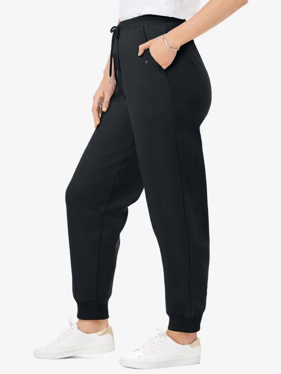 Женские спортивные брюки Within Better-Fleece Pull-On Jogger Sweatants Woman Within — изображение 3 из 3, черный