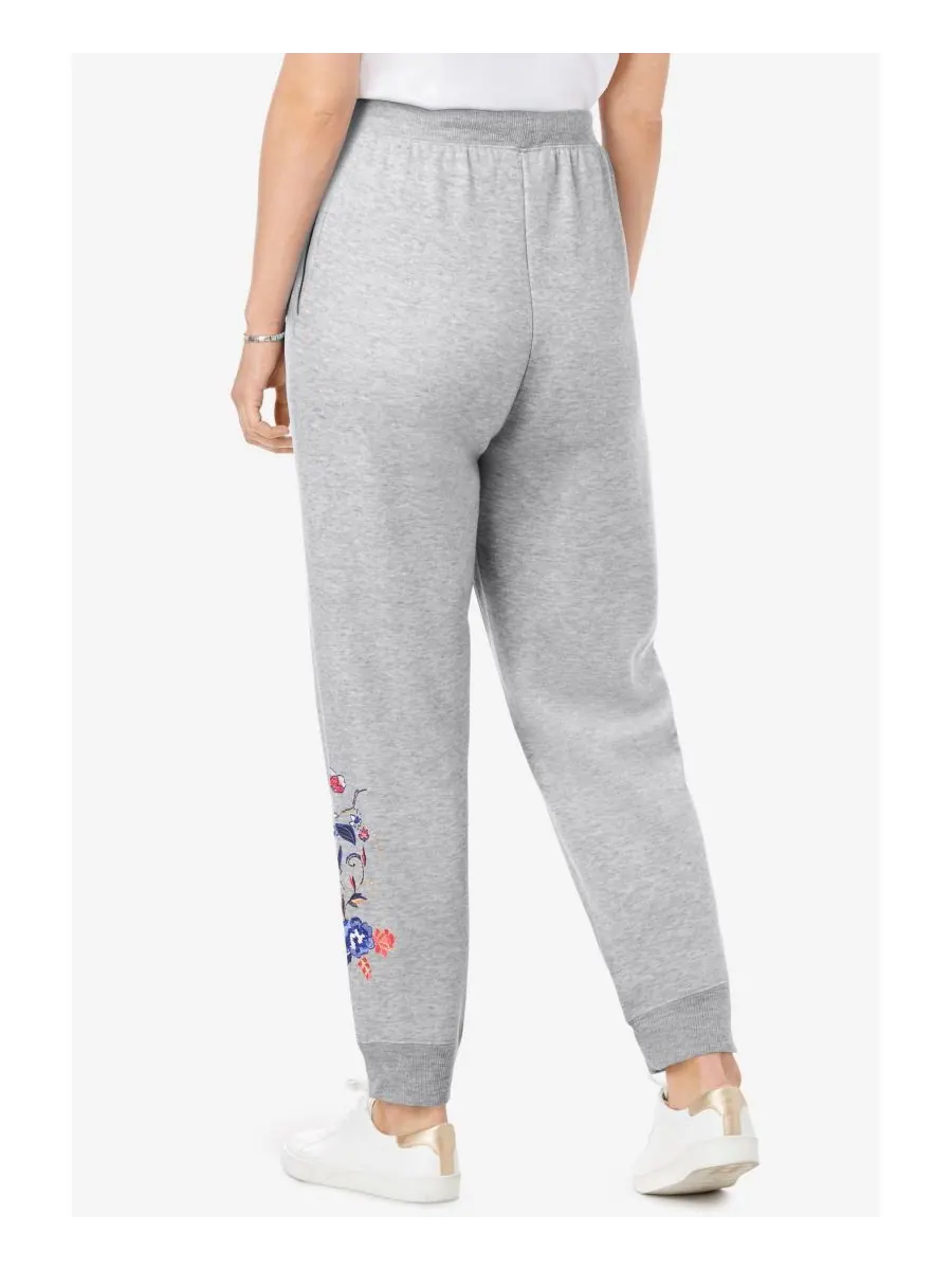 Женские спортивные брюки Within Better-Fleece Pull-On Jogger Sweatants Woman Within — изображение 2 из 3, серый