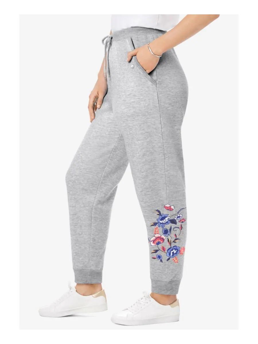 Женские спортивные брюки Within Better-Fleece Pull-On Jogger Sweatants Woman Within — изображение 3 из 3, серый