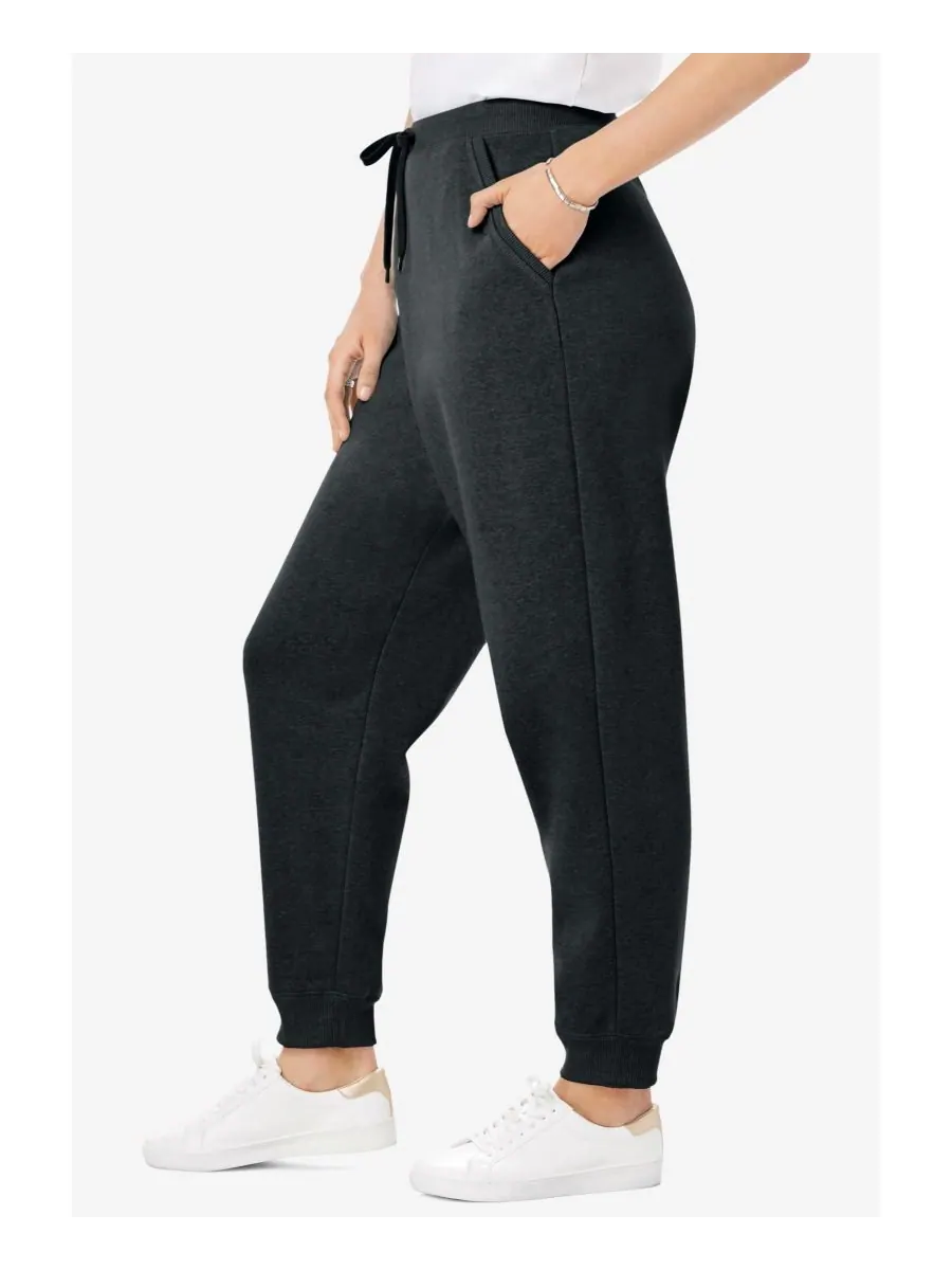 Женские спортивные брюки Within Better-Fleece Pull-On Jogger Sweatants Woman Within — изображение 3 из 3, темно-серый