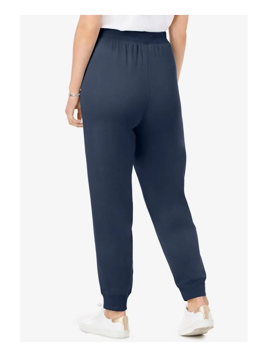 Женские спортивные брюки Within Better-Fleece Pull-On Jogger Sweatants Woman Within — изображение 2 из 3, темно-синий
