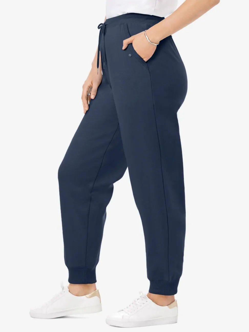Женские спортивные брюки Within Better-Fleece Pull-On Jogger Sweatants Woman Within — изображение 3 из 3, темно-синий