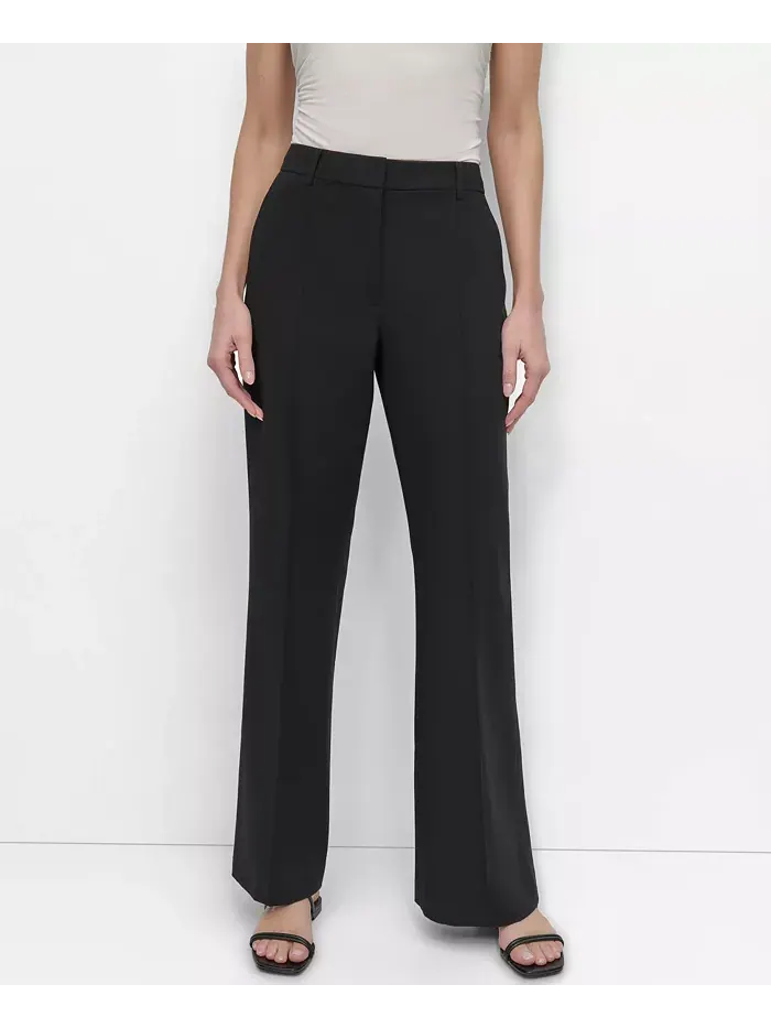 Женские брюки-клеш со средней посадкой и защипами DKNY — изображение 1 из 5, черный