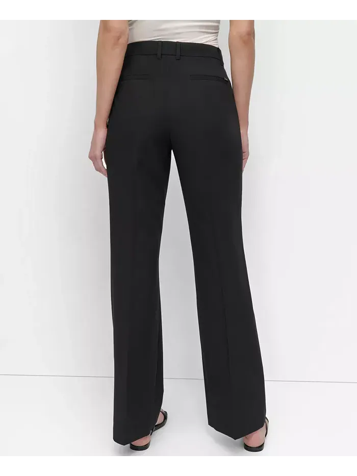 Женские брюки-клеш со средней посадкой и защипами DKNY — изображение 2 из 5, черный