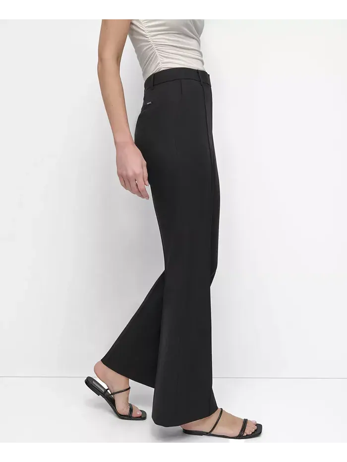 Женские брюки-клеш со средней посадкой и защипами DKNY — изображение 3 из 5, черный