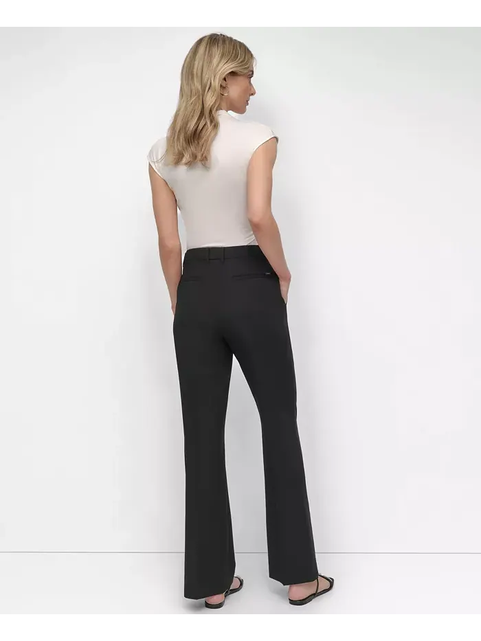 Женские брюки-клеш со средней посадкой и защипами DKNY — изображение 5 из 5, черный