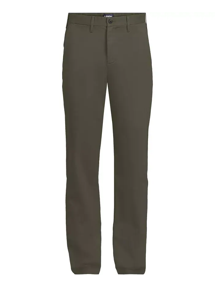 Мужские дорожные брюки-чинос Comfort Waist Classic Fit Lands' End — изображение 3 из 3, зеленый