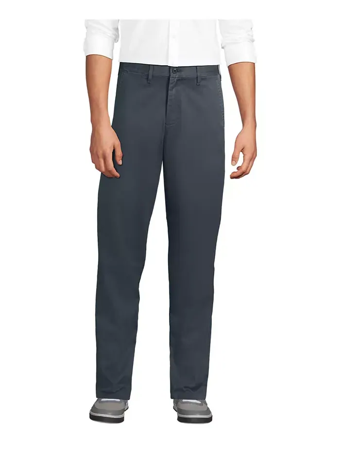 Мужские дорожные брюки-чинос Comfort Waist Classic Fit Lands' End — изображение 1 из 3, серый