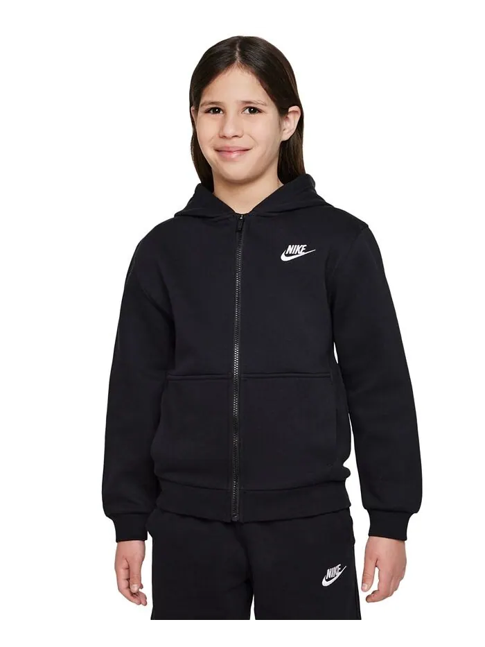 Флисовая толстовка с молнией во всю длину для Big Kids Sportswear Club Nike — изображение 1 из 7, черный